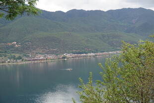 湖畔青山绿树美景如画