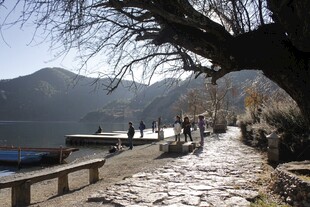 湖畔冬日景致 静谧小路