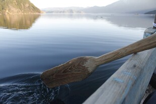 泛舟湖面的木桨