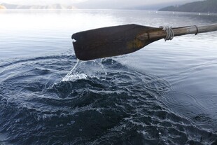 船桨入水泛起层层涟漪