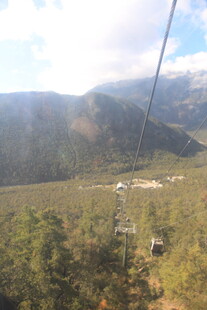 缆车视角下的山林景色