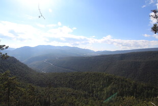 壮丽山景 蓝天绿树相衬
