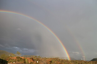 天空中绚丽的双彩虹景观