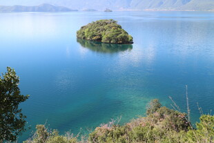 湖中小岛的静谧风光