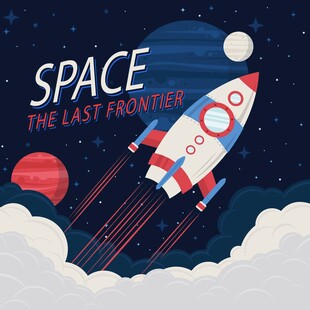 火箭飞向太空的奇幻场景
