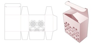 粉色镂空纸盒设计图