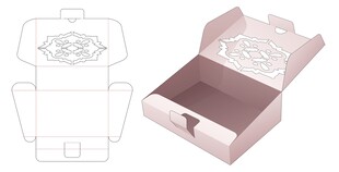 粉色折叠纸盒设计图