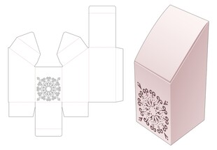粉色花卉图案包装盒展开图