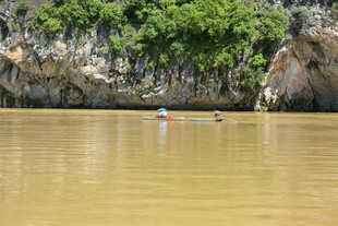 河上泛舟赏两岸绿意