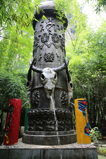 中式雕刻喷泉景观