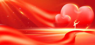 妇女节爱心红心红色简约背景