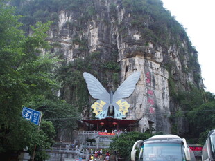 山崖下的蝴蝶造型建筑