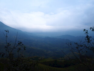 云雾缭绕的山间美景