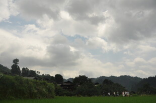 乡村田野间的多云景致
