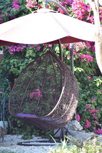 户外花园中的浪漫吊椅