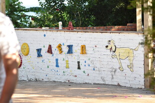 户外多彩墙面艺术展示