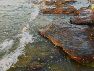 海边礁石与海浪的美丽景致