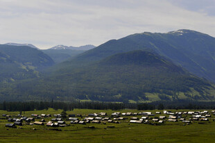 山间绿野中的村落景观