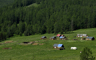 山间绿野中的静谧村落