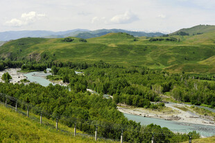 青山绿水间的蜿蜒河流