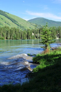 山间河流畔的秀丽风光