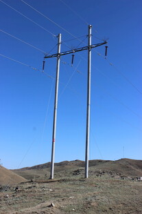 旷野中的高压输电电线杆