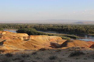 壮丽河岸丘陵景观