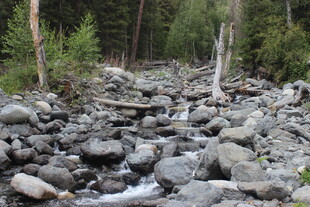 山间溪流穿石过