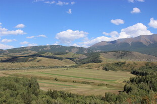 广袤草原与远山蓝天美景