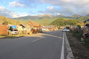 乡村宁静街道与多彩房屋