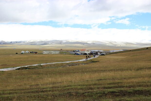 草原风光中的村落景象