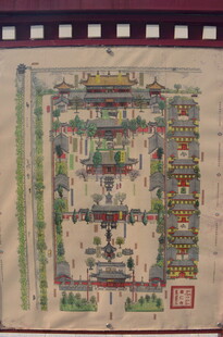 古代宫殿布局彩绘示意图