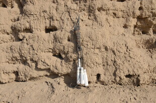 沙漠中的白色小物件