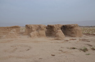 沙漠中的古老土筑遗迹