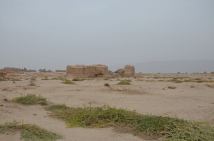 沙漠中的荒凉遗迹景观