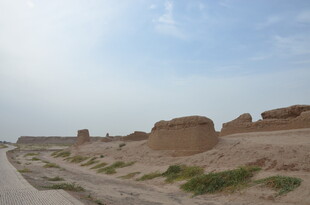 沙漠中的古老土筑遗迹