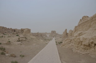 沙漠中的古老遗迹小道