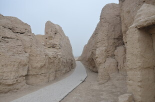 沙漠中的古老石道遗迹