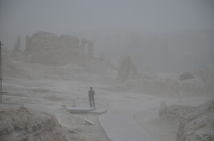 沙漠孤影 风沙中的行者