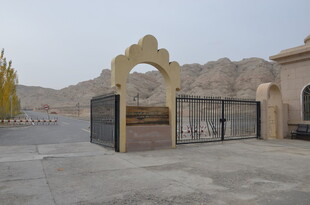 沙漠中的拱形铁门景观