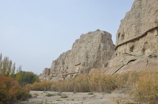 荒凉峡谷中的古老岩壁