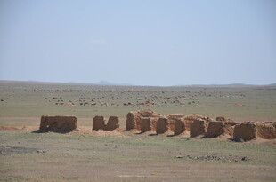 草原上的干草垛景观