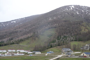 山间村落 雪覆远山美景