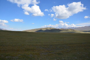 辽阔草原与蓝天白云美景