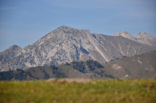巍峨山脉下的翠绿草地