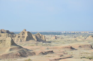 沙漠中的奇特土丘景观
