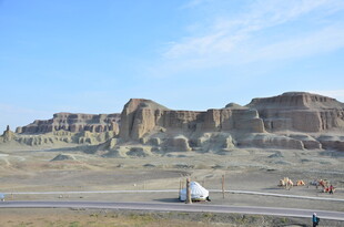 荒漠公路边的壮丽土林景观