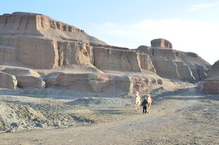 荒漠中的徒步旅行者