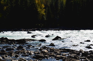 湍急河流中的嶙峋怪石