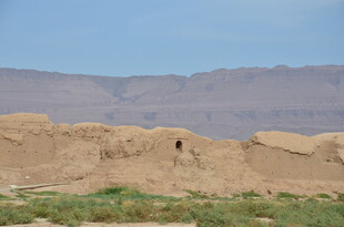 沙漠中的古老土筑遗迹